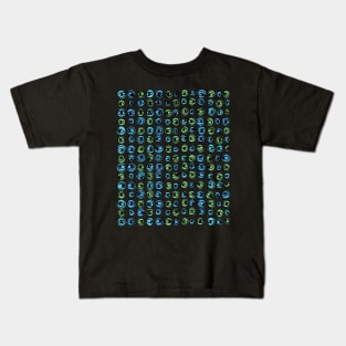 Green Blue Eyes Modern Decorative Abstract Mosaic Dots Pattern Night Kids T-Shirt